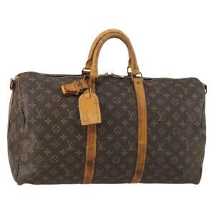 LOUIS VUITTON Monogram Keepall Bandouliere 50 Boston Bag M41416 LV Auth 155506